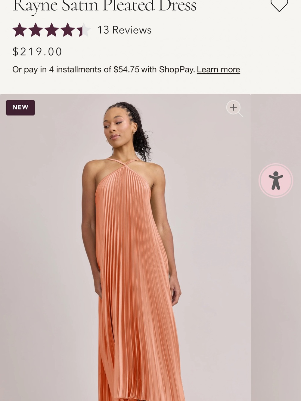 Satin Pleated Dress - Tangerine